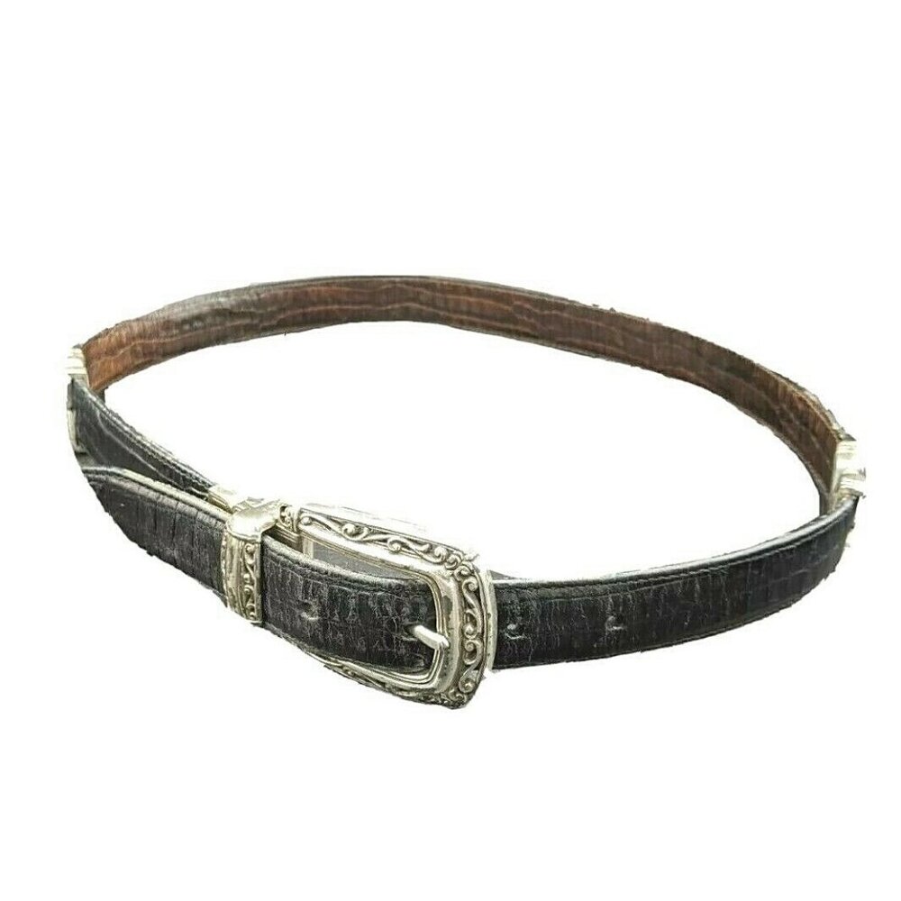 Brighton Belt Reversible Brown or Black Croc Embossed Leather Women's ML/32